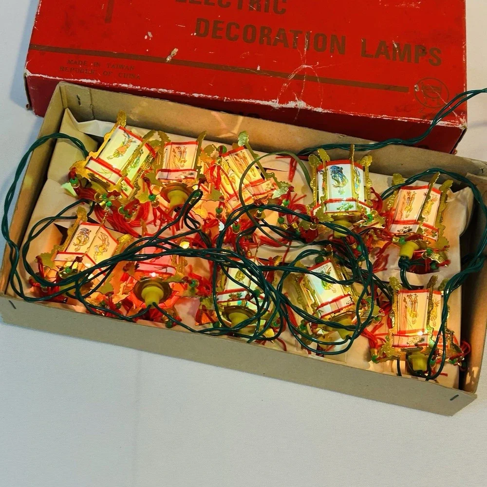 JIN DIING CHINESE PALACE LANTERN ELEC LIGHTS 10 Pc SET CHINA 1ORIGIN BOX Working